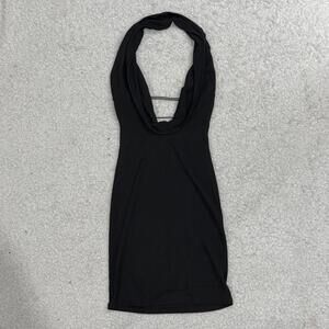 Women’s Black Halter Bodycon Mini Dress with Scoop Neck & Open Back (size S)